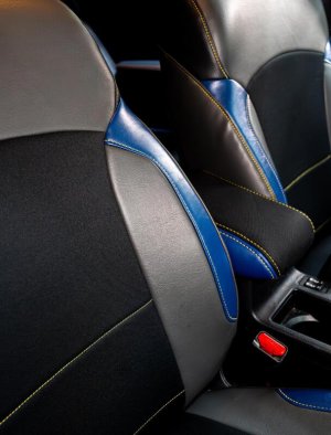 Subaru XV Crosstrek Console Cover - Center - PRP Seats - Black w/ Red Stitch - `13-`17